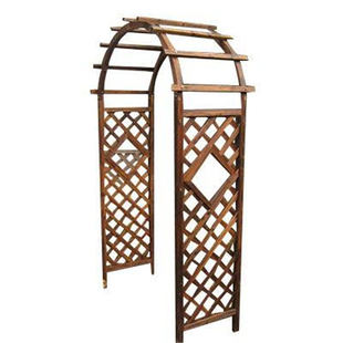 户外庭院碳化防腐实木拱门花园门葡萄架半圆网格拱形爬藤花架子