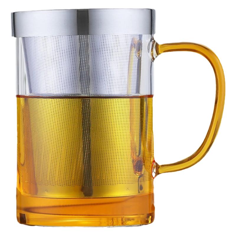 耐热玻璃不锈钢过滤办公室泡茶杯