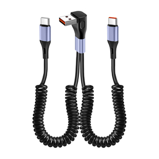 车载弹簧数据线6a超级快充双头typec适用苹果17proiPhone15/14华为mate70荣耀手机充电线摩托车tpc伸缩一分二