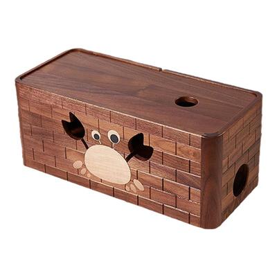 实木电源插排数据线收纳盒