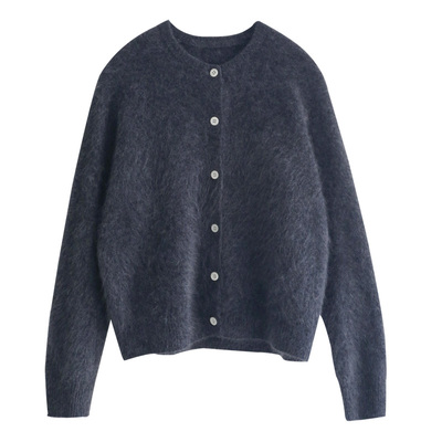 徐大脸吖定制 韩系氛围感毛绒毛衣冬100羊毛针织开衫披肩两件套女