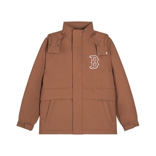 MLB波士顿红袜队羽绒服中长款运动外衣舒适连帽工装保暖外套羽绒