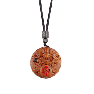 玄灵阁雷击木紫微讳吊坠貔貅花钱项链天然枣木制作传统工艺项坠