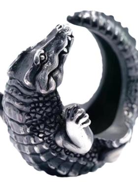 渡鸦专属手工纯银做旧鳄鱼戒指