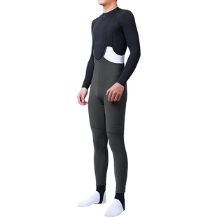 兰帕达5-15度多口袋抓绒踩脚双箭头背带骑行裤高腰秋冬季自行车男