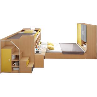 姐弟S型双层床错位型上下床交错式上下铺互不打扰子母床衣柜组合