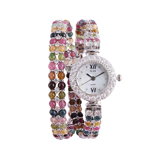 碧玺手表女时尚防水精致优雅复古缠绕锆石英贝母糖果色气质手链表