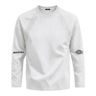 Dickies旗舰店插肩长袖T恤男款2026秋季新款潮牌双印花解构上衣男