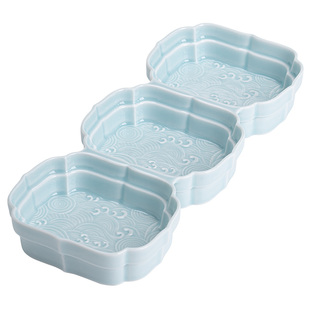 蕴华堂 分格茶点盘 陶瓷零食盘小吃拼盘酒店家用果盘三宫格点心盘