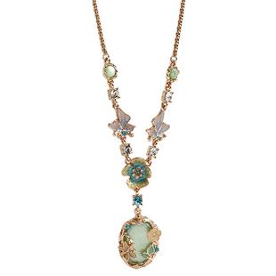 新中式复古中古风蝶恋花滴釉蝴蝶花朵汉服长款项链卫衣Lolita链女