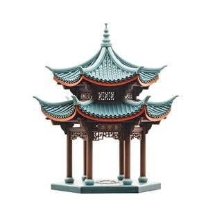 晚峰西湖集贤亭榫卯积木中国古建筑模型斗拱玩具益智拼搭教具礼物