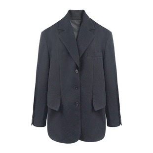 aaaaxbbb查特灰调 休闲廓形通勤西装外套宽松设计感高级小众上衣