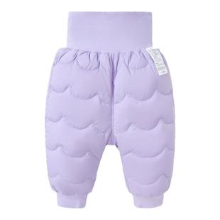 婴儿羽绒裤宝宝保暖裤子冬装男女幼童长裤高腰护肚厚款A类白鸭绒