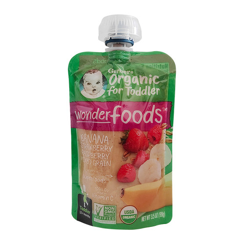 美国进口Gerber嘉宝有机婴儿香蕉果泥儿童辅食泥水果宝膳食纤维VC