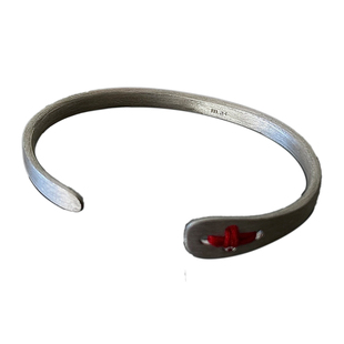 从不睡觉 MA+暗黑风格做旧纯925银红绳十字造型手镯小众开口设计