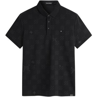 太平鸟男装满身印花休闲凉感polo衫男夏季短袖上衣潮流