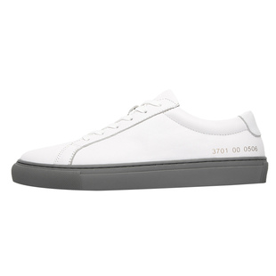 欧洲站男鞋头层牛皮小白鞋透气休闲百搭软底潮休闲鞋板鞋黑底白面