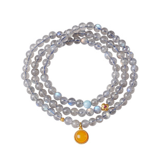 宫里上新月光石手串女款灰月光水晶多圈手链天然生日礼物送女生