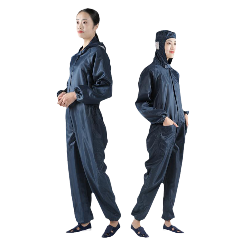 防塵服連體連帽防靜電工作服加口袋噴漆防護無塵服潔凈服車間男女