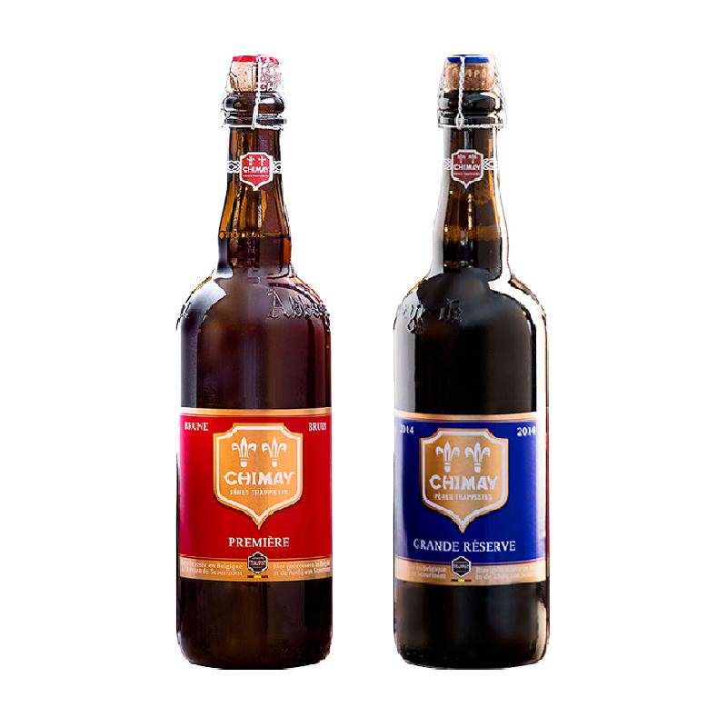 【进口】比利时智美CHIMAY红帽蓝帽修道院精酿啤酒750mlx2瓶装