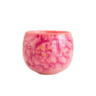 臻尧粉汝窑国色天香牡丹茶杯个人杯家用女士小清新主人杯功夫茶具