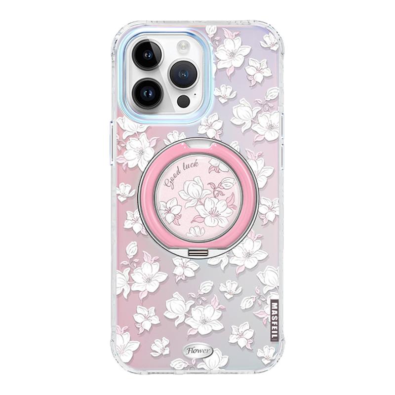 MASFEIL × 玉兰花开适用苹果17Promax手机壳新款Lo9带支架iPhone16Pro保护套ins风15高级感女14支点13/12pm