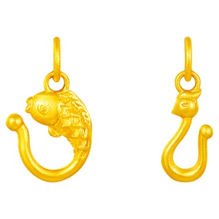 百泰古法足金999锦鲤扣编绳收尾黄金手链连接凤凰扣头项链DIY配件