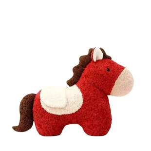 新年吉祥物马年抱枕靠枕垫毛绒玩偶沙发客厅春节装饰卧室摆件车载