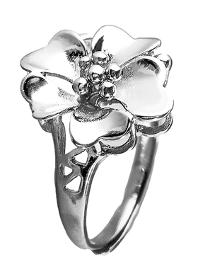 花朵戒指女纯银活口可调节胖手