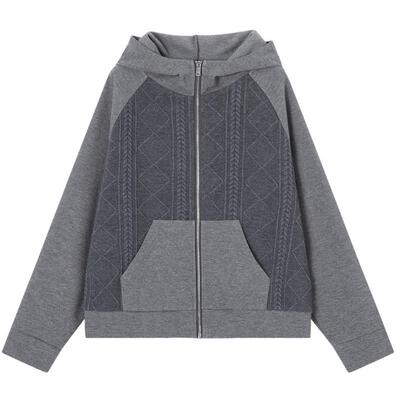 德玛纳春季连帽菱格设计感外套