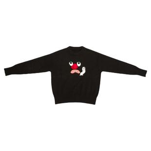 Studio1till8 “心事系列”牙痛表情宽松设计感黑色毛衣女冬季