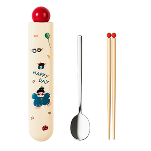 小学生筷子勺子套装不锈钢便携儿童专用餐具套装一人用筷子收纳盒