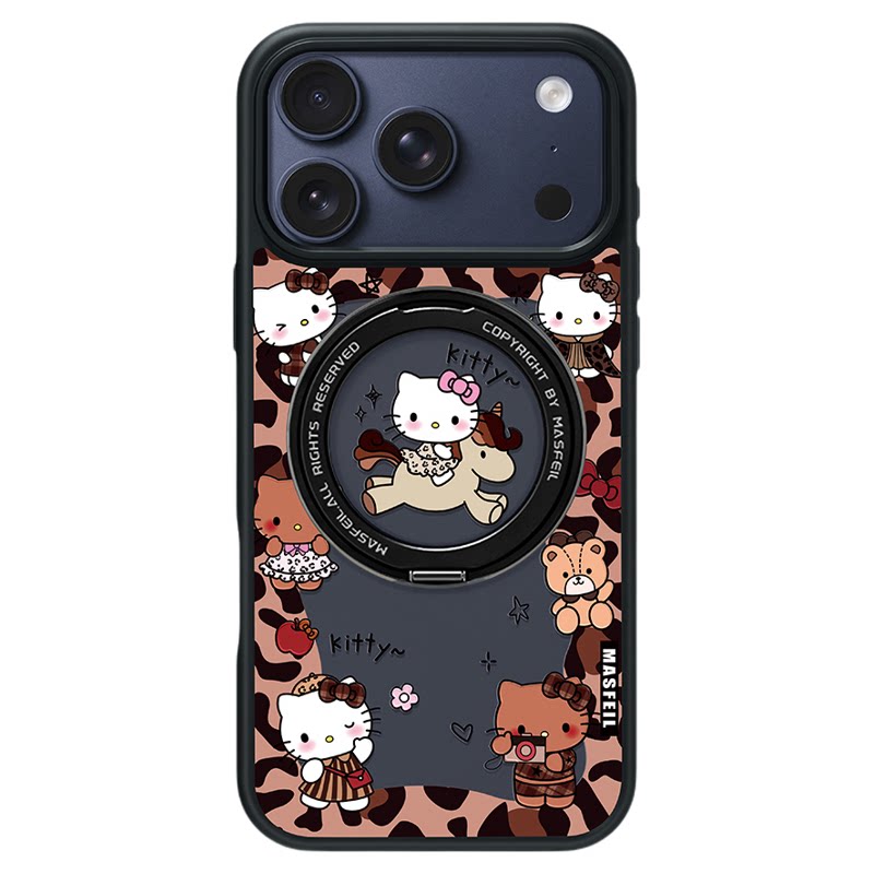 ZHIZHE×猫咪豹纹适用苹果17promax手机壳iPhone16pro新款磁吸带支架ip15全包Fo5支点高级感17可爱套