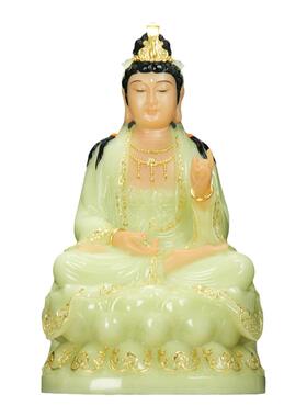 【结缘佛像】汉白玉南海观音菩萨神像家用中式供奉观音佛具摆件