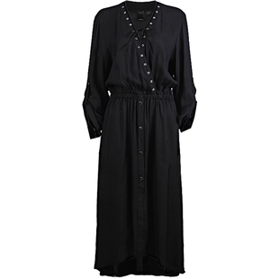 PINKO女士V领设计感单排扣连衣裙103616A1WW