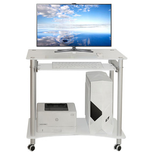 迷你小户型钢化玻璃电脑桌台式桌家用卧室简易约可移动书桌子双层