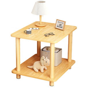 床头柜替代品简约现代床头桌小型置物架落地小桌子实木简易原木色