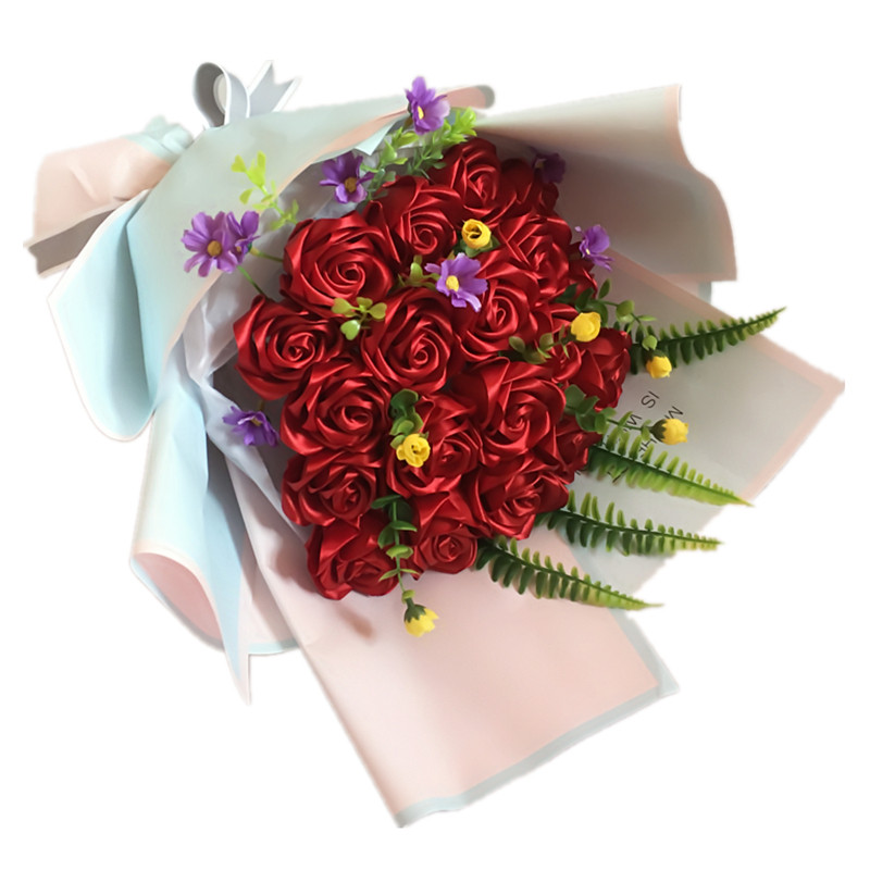 19朵编织手工丝带玫瑰花束diy材料包套装新年手工玫瑰花束情人节