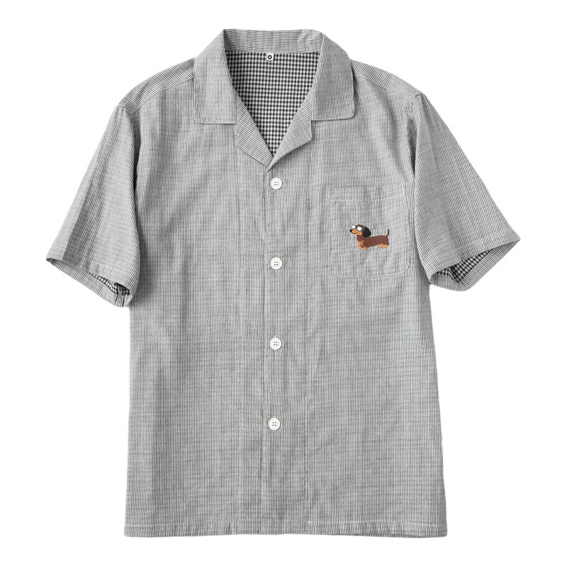 夏季简约全棉双层纱布男士睡衣短睡衣/家居服套装