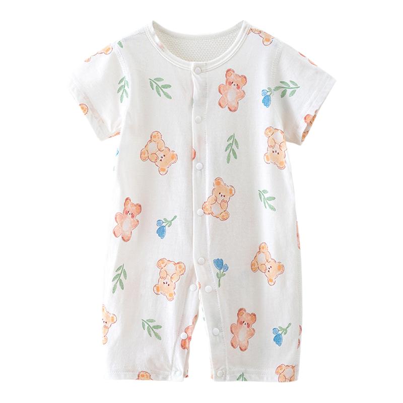 夏薄短袖连体衣宝宝爬服后背网眼