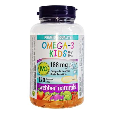 伟博天然进口儿童爆浆鱼油100mg宝宝DHA香橙味omega3明眸120粒