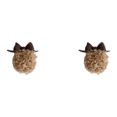 蝴蝶结毛绒耳环女小众