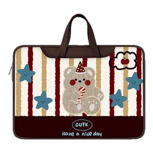 YG 原创卡通小熊新款笔记本重磅电脑包适用于苹果macbook15寸手提包小新air13华为matebook联想女14内胆包