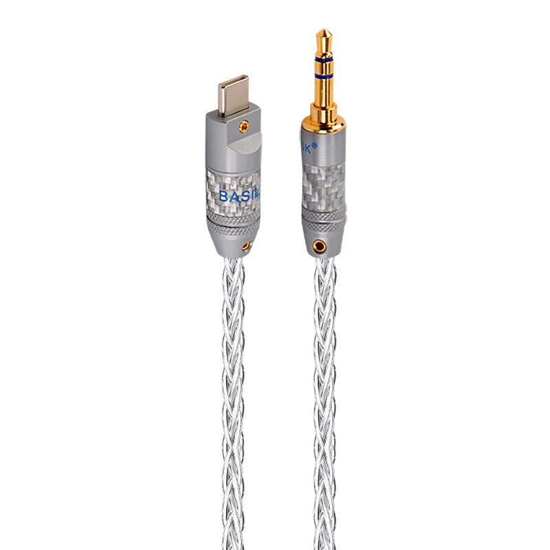 毒蜥 纯银typec转3.5mm音频线车用aux线耳机升级线手机音响连接线