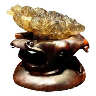 金发晶金蟾石雕摆件大师设计老矿天然白水晶粉晶黄水晶紫水晶蟾蜍