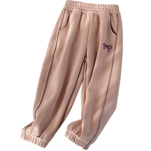 蔚未来女童裤子春装2026新款儿童洋气休闲长裤小女孩花边束脚卫裤