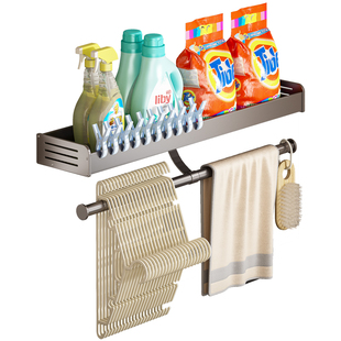 衣架收纳神器免打孔阳台壁挂多功能整理架子洗衣机置物架墙上挂架