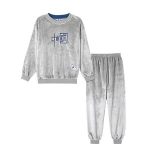 男童睡衣冬季儿童珊瑚绒秋冬加绒加厚款大童男孩法兰绒家居服套装
