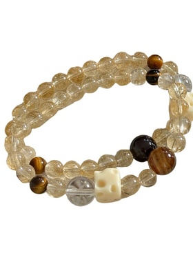 新中式天然碎碎冰黄水晶手链