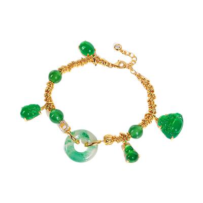 VISING绿玉髓天然独龙玉盘缠手链